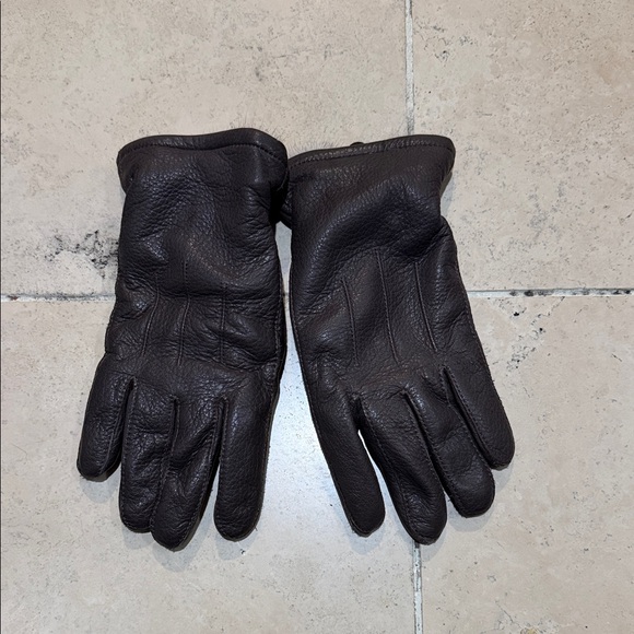 Vintage LL Bean Deer Skin w Rabbit Hair Men's Brown Leather Gloves